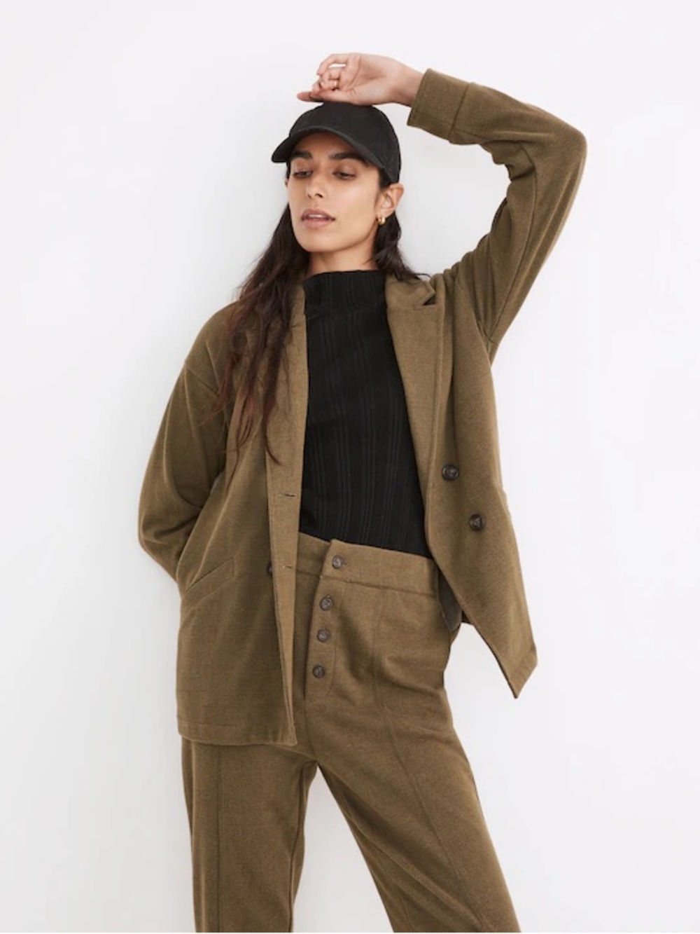 Madewell XS Brushed Redford Blazer in Plaid Kale Green Button Jacket Collared